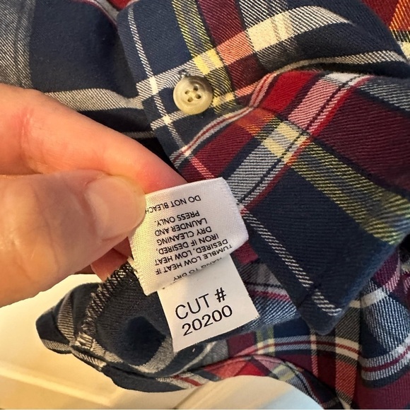 Mizzen + Main Dress Button Down Blue & Red Plaid Flannel Size Large Trim Fit - Picture 9 of 14